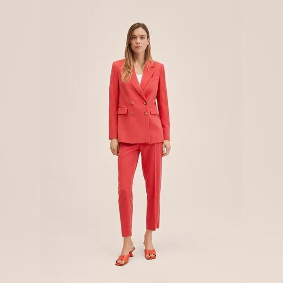 Mango Co-Ord Set Double Breasted Blazer And Pants Strawberry New - Picture 7 of 14